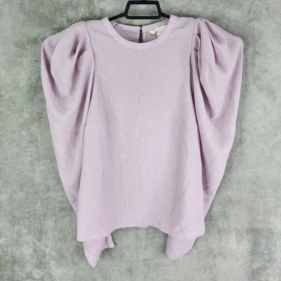 Womens H&M Lavender Textured Blouse Top Peasant Sleeve Size M - Picture 2 of 8